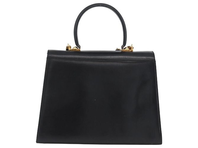 Borsa a mano in pelle Gancini Salvatore Ferragamo 2 in 1 Nero Oro Auth ARZ416 - vista 2