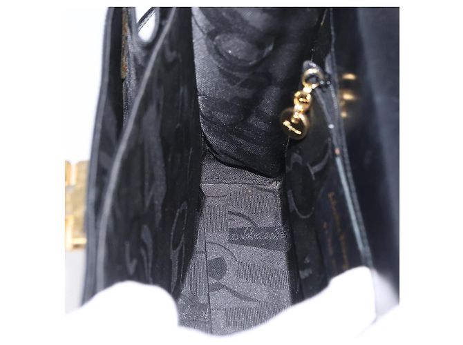 Borsa a mano in pelle Gancini Salvatore Ferragamo 2 in 1 Nero Oro Auth ARZ416 - vista 21