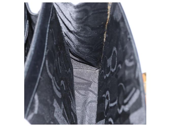 Borsa a mano in pelle Gancini Salvatore Ferragamo 2 in 1 Nero Oro Auth ARZ416 - vista 24