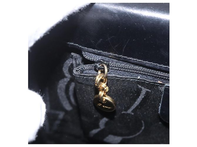 Borsa a mano in pelle Gancini Salvatore Ferragamo 2 in 1 Nero Oro Auth ARZ416 - vista 25