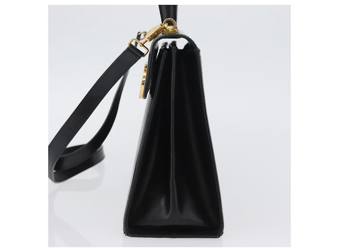 Borsa a mano in pelle Gancini Salvatore Ferragamo 2 in 1 Nero Oro Auth ARZ416 - vista 3