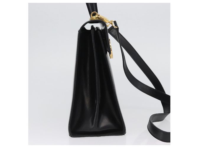Borsa a mano in pelle Gancini Salvatore Ferragamo 2 in 1 Nero Oro Auth ARZ416 - vista 4