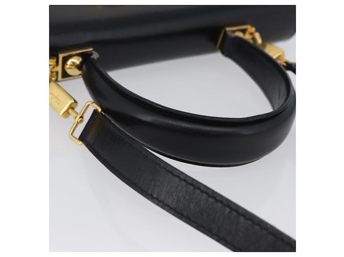 Borsa a mano in pelle Gancini Salvatore Ferragamo 2 in 1 Nero Oro Auth ARZ416 - vista 7