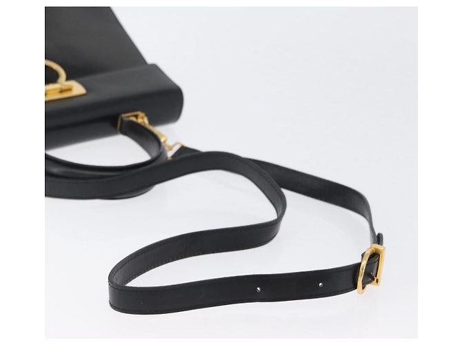 Borsa a mano in pelle Gancini Salvatore Ferragamo 2 in 1 Nero Oro Auth ARZ416 - vista 8