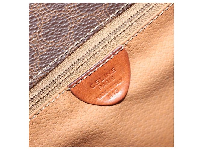 Céline Borsa a spalla in tela Macadam CELINE in pelle PVC Auth mr2142 Marrone D'oro - vista 12