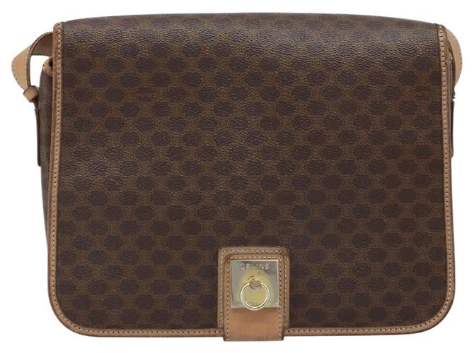 Céline Borsa a spalla in tela Macadam CELINE in pelle PVC Auth mr2142 Marrone D'oro - vista 13