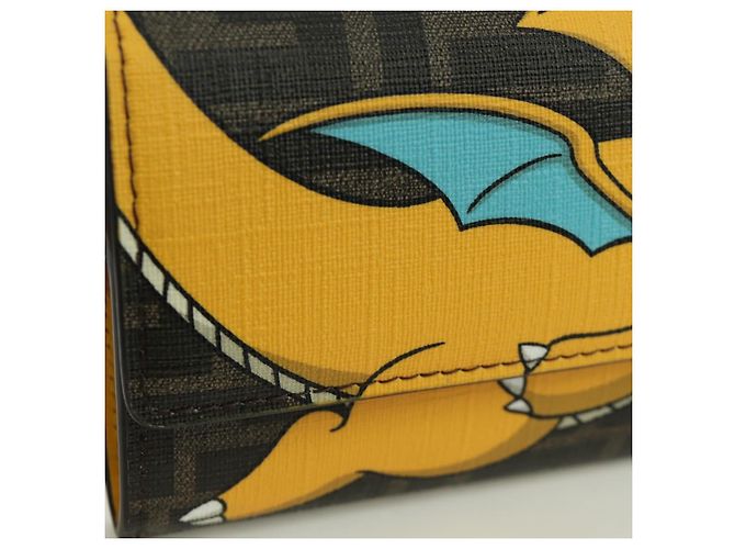 FENDI xFRGMTxPOKMON Portafoglio a Catena in Tela Zucca Drago Nero Auth 167109SM - vista 20