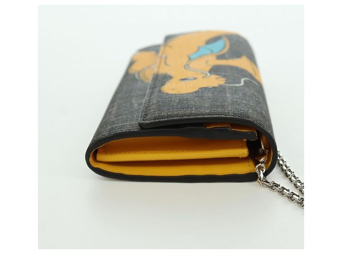 FENDI xFRGMTxPOKMON Portafoglio a Catena in Tela Zucca Drago Nero Auth 167109SM - vista 4