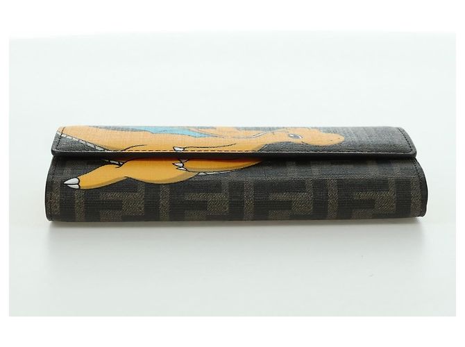 FENDI xFRGMTxPOKMON Portafoglio a Catena in Tela Zucca Drago Nero Auth 167109SM - vista 5