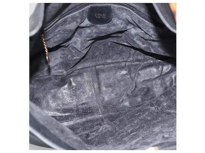 Borsa a Spalla in Pelle Gucci Bamboo 2way Nera Oro 001 1577 Auth ep13782 Nero D'oro - vista 11