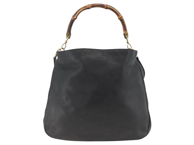 Borsa a Spalla in Pelle Gucci Bamboo 2way Nera Oro 001 1577 Auth ep13782 Nero D'oro - vista 13