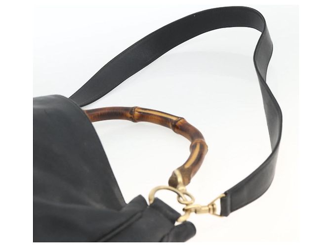 Borsa a Spalla in Pelle Gucci Bamboo 2way Nera Oro 001 1577 Auth ep13782 Nero D'oro - vista 14