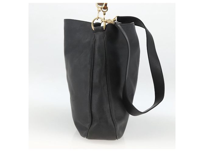 Borsa a Spalla in Pelle Gucci Bamboo 2way Nera Oro 001 1577 Auth ep13782 Nero D'oro - vista 3
