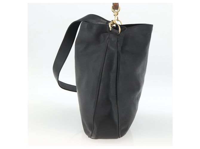 Borsa a Spalla in Pelle Gucci Bamboo 2way Nera Oro 001 1577 Auth ep13782 Nero D'oro - vista 4