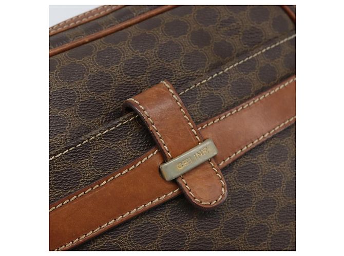 Céline Borsa a Spalla in Tela Macadam CELINE in Pelle PVC Marrone Oro Auth ka3049 D'oro - vista 17