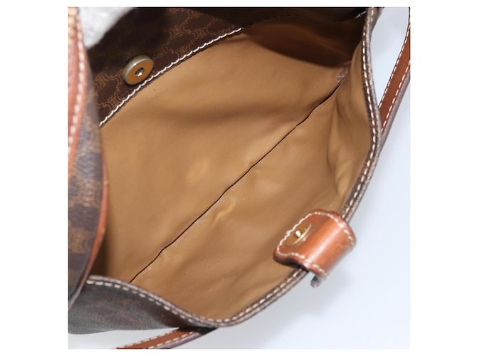Céline Borsa a Spalla in Tela Macadam CELINE in Pelle PVC Marrone Oro Auth ka3049 D'oro - vista 23