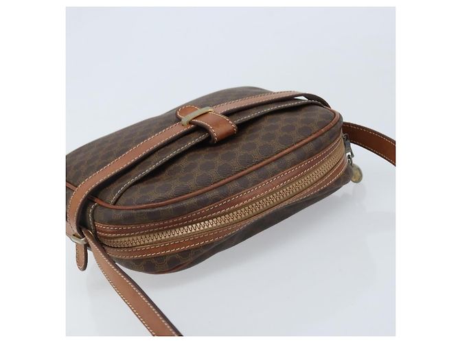 Céline Borsa a Spalla in Tela Macadam CELINE in Pelle PVC Marrone Oro Auth ka3049 D'oro - vista 6