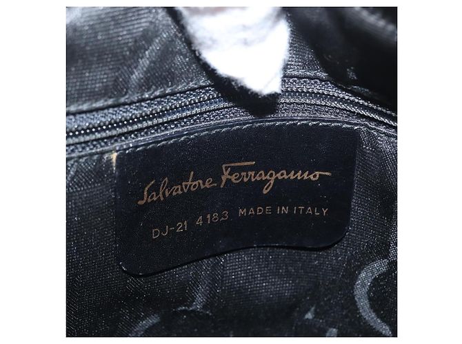 Borsa a Spalla Salvatore Ferragamo Vala in Pelle Nera Oro Auth 170076 Nero D'oro - vista 12