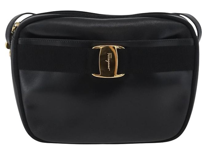 Borsa a Spalla Salvatore Ferragamo Vala in Pelle Nera Oro Auth 170076 Nero D'oro - vista 13