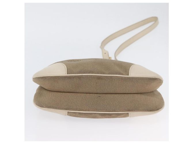 Borsa a Spalla PRADA in Tela Pelle Beige Oro Auth 174479 D'oro - vista 6