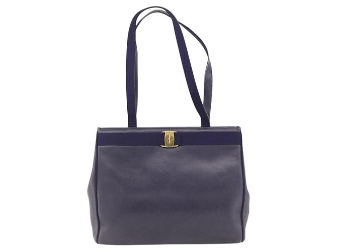 Borsa Tote Vala in Pelle Viola e Oro Auth BSZ080 di Salvatore Ferragamo D'oro Porpora - vista 13