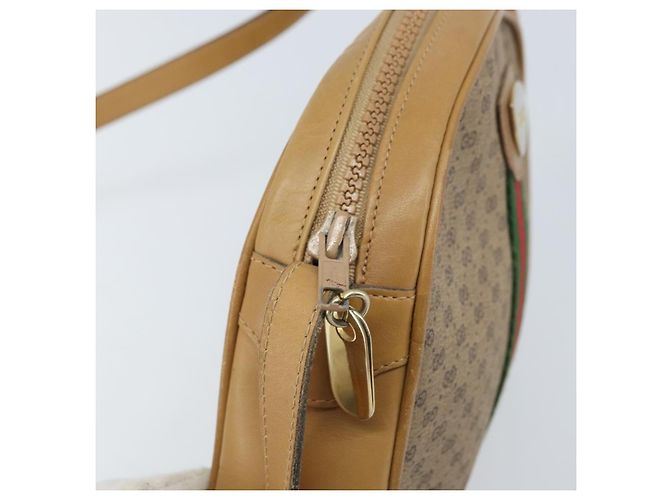 Borsa a Spalla GUCCI Micro GG Supreme Web Sherry Line PVC Beige Oro Auth ka3222 D'oro - vista 10