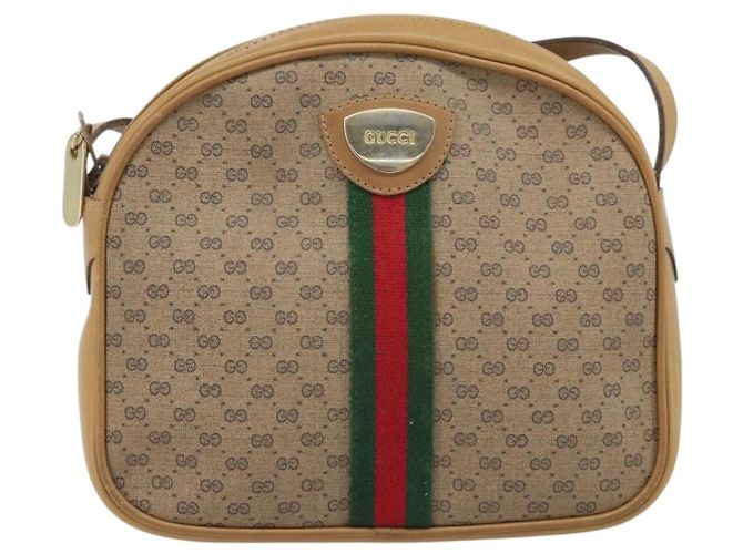 Borsa a Spalla GUCCI Micro GG Supreme Web Sherry Line PVC Beige Oro Auth ka3222 D'oro - vista 13