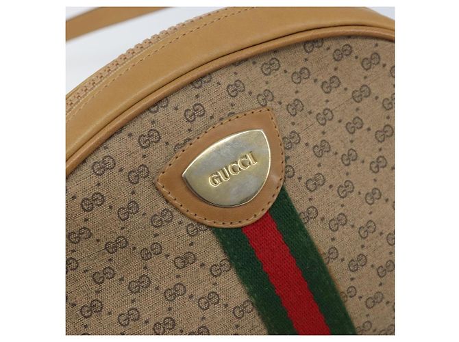 Borsa a Spalla GUCCI Micro GG Supreme Web Sherry Line PVC Beige Oro Auth ka3222 D'oro - vista 17