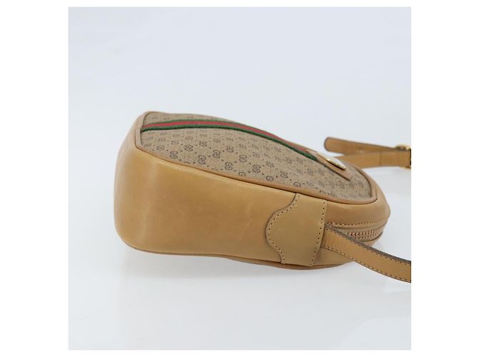 Borsa a Spalla GUCCI Micro GG Supreme Web Sherry Line PVC Beige Oro Auth ka3222 D'oro - vista 3