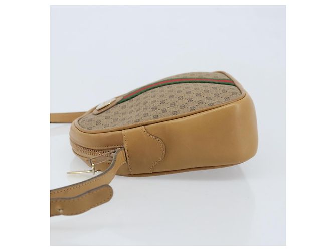 Borsa a Spalla GUCCI Micro GG Supreme Web Sherry Line PVC Beige Oro Auth ka3222 D'oro - vista 4
