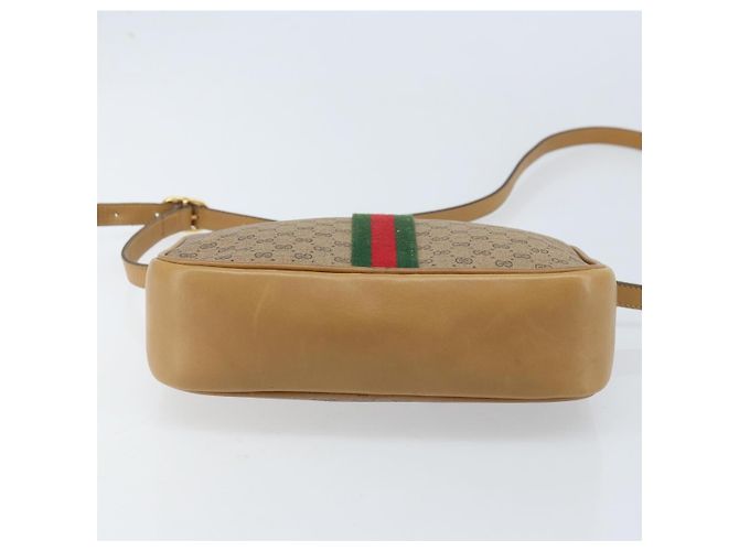 Borsa a Spalla GUCCI Micro GG Supreme Web Sherry Line PVC Beige Oro Auth ka3222 D'oro - vista 5