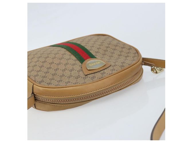 Borsa a Spalla GUCCI Micro GG Supreme Web Sherry Line PVC Beige Oro Auth ka3222 D'oro - vista 6