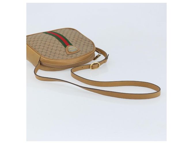 Borsa a Spalla GUCCI Micro GG Supreme Web Sherry Line PVC Beige Oro Auth ka3222 D'oro - vista 7