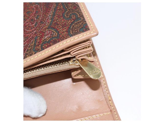 ETRO Cartera Bifold Paisley de PVC Cuero Burdeos Auth am10961V - vista 11