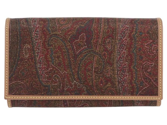 ETRO Cartera Bifold Paisley de PVC Cuero Burdeos Auth am10961V - vista 13