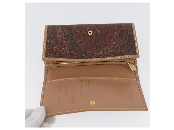 ETRO Cartera Bifold Paisley de PVC Cuero Burdeos Auth am10961V - vista 8