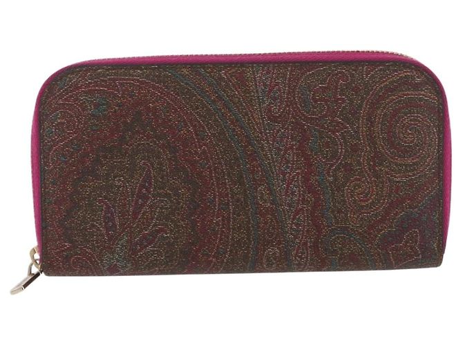 ETRO Cartera Larga Paisley de Cuero PVC Burdeos Auth am10960V - vista 13