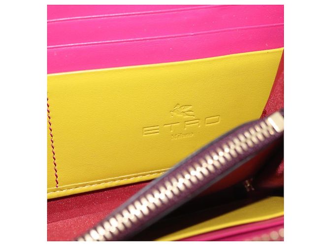 ETRO Cartera Larga Paisley de Cuero PVC Burdeos Auth am10960V - vista 17