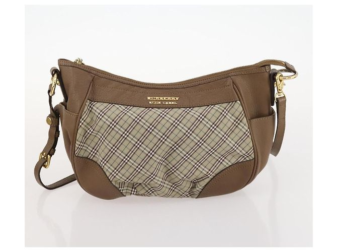 Borsa Burberry Nova Check Blue Label in tela e suede 4 pezzi marrone beige Auth fm5239 - vista 20