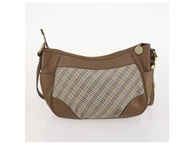 Borsa Burberry Nova Check Blue Label in tela e suede 4 pezzi marrone beige Auth fm5239 - vista 21