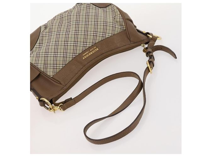 Borsa Burberry Nova Check Blue Label in tela e suede 4 pezzi marrone beige Auth fm5239 - vista 23