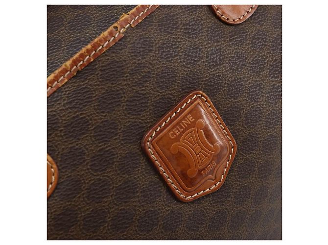 Céline Borsa a mano in tela Macadam CELINE PVC oro marrone Auth bs34012 D'oro - vista 17