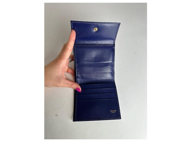 Céline Vintage Celine Paris Leather Wallet Blue - view 2