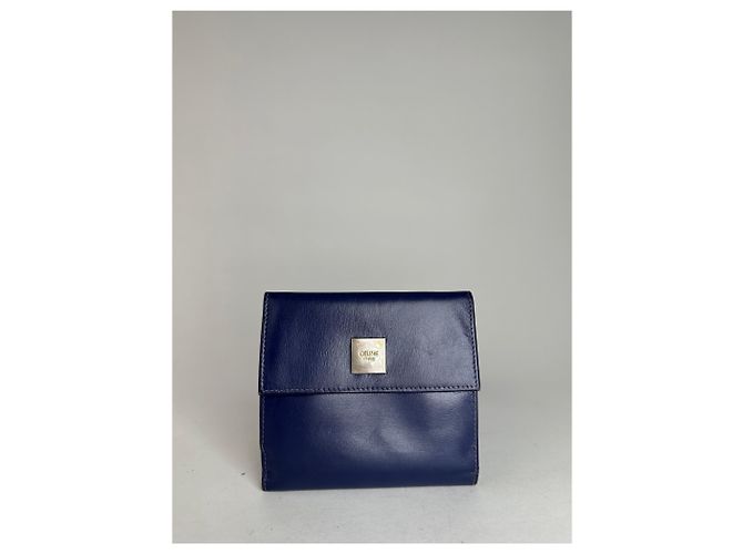 Céline Vintage Celine Paris Leather Wallet Blue - view 3