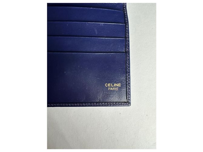Céline Vintage Celine Paris Leather Wallet Blue - view 4