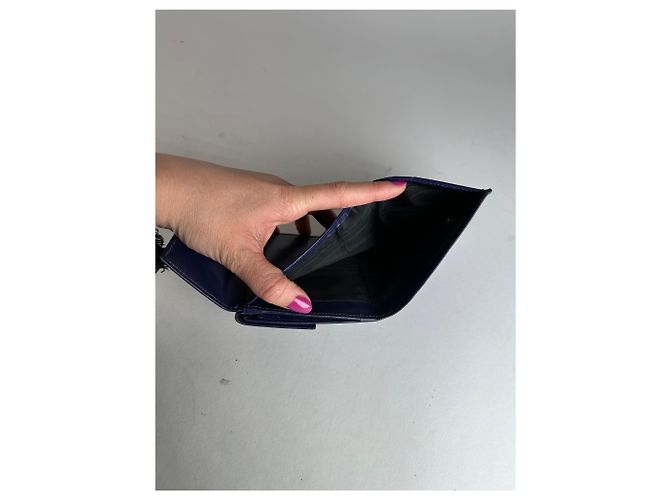 Céline Vintage Celine Paris Leather Wallet Blue - view 5
