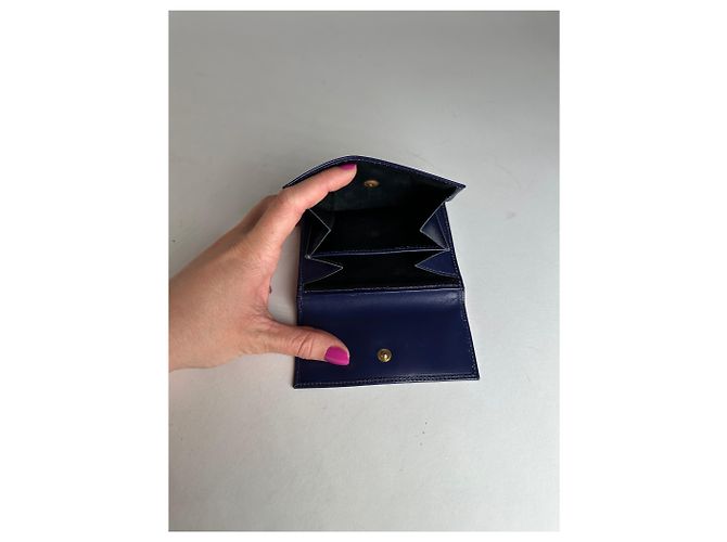 Céline Vintage Celine Paris Leather Wallet Blue - view 6