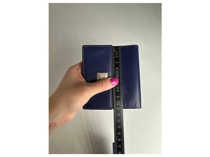 Céline Vintage Celine Paris Leather Wallet Blue - view 8