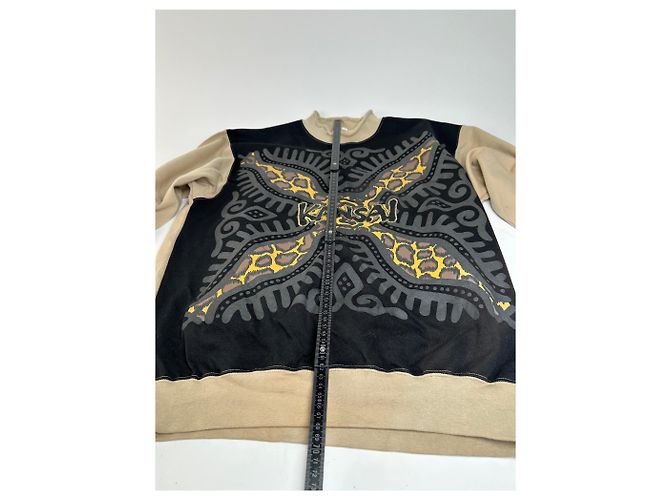 Autre Marque Pull ras du cou vintage Kansai Yamamoto beige noir abstrait M - vue 12