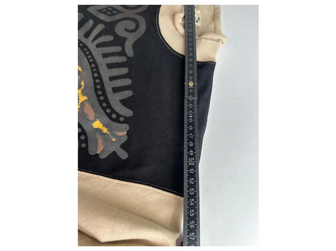 Autre Marque Pull ras du cou vintage Kansai Yamamoto beige noir abstrait M - vue 15